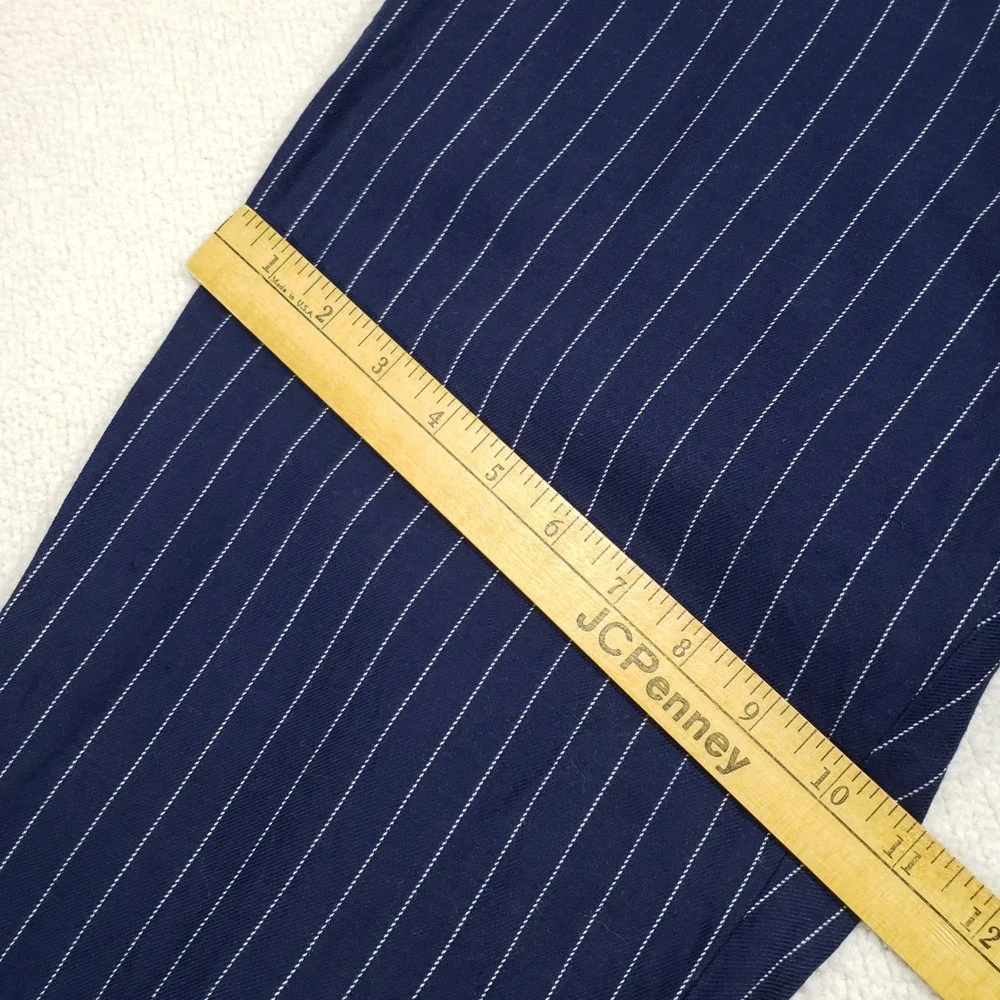 Polo Ralph Lauren Linen Trousers Men 36x30 Navy Blue Blend Pinstripe Dress Pants